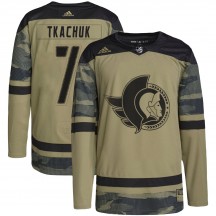 Youth Adidas Ottawa Senators Brady Tkachuk Camo Military Appreciation Practice Jersey - Authentic