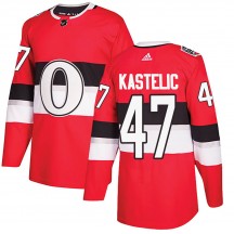 Men's Adidas Ottawa Senators Mark Kastelic Red 2017 100 Classic Jersey - Authentic