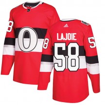 Men's Adidas Ottawa Senators Maxime Lajoie Red 2017 100 Classic Jersey - Authentic