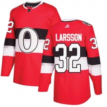Men's Adidas Ottawa Senators Jacob Larsson Red 2017 100 Classic Jersey - Authentic