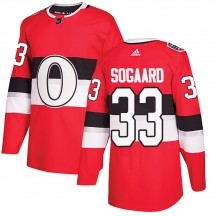 Men's Adidas Ottawa Senators Mads Sogaard Red 2017 100 Classic Jersey - Authentic