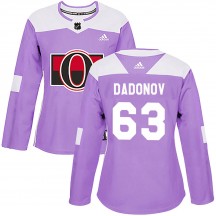 Women's Adidas Ottawa Senators Evgenii Dadonov Purple Fights Cancer Practice Jersey - Authentic