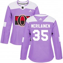 Women's Adidas Ottawa Senators Leevi Merilainen Purple Fights Cancer Practice Jersey - Authentic