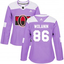Women's Adidas Ottawa Senators Christian Wolanin Purple ized Fights Cancer Practice Jersey - Authentic