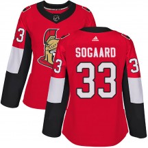 Women's Adidas Ottawa Senators Mads Sogaard Red Home Jersey - Authentic