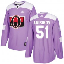 Youth Adidas Ottawa Senators Artem Anisimov Purple Fights Cancer Practice Jersey - Authentic