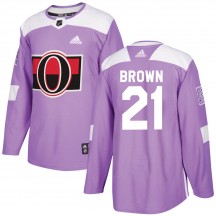 Youth Adidas Ottawa Senators Logan Brown Purple Fights Cancer Practice Jersey - Authentic