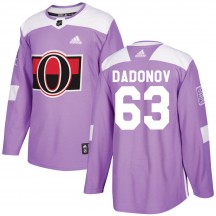 Youth Adidas Ottawa Senators Evgenii Dadonov Purple Fights Cancer Practice Jersey - Authentic