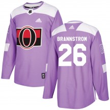 Men's Adidas Ottawa Senators Erik Brannstrom Purple Fights Cancer Practice Jersey - Authentic