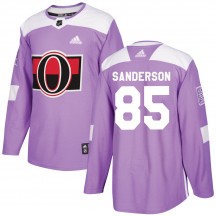 Men's Adidas Ottawa Senators Jake Sanderson Purple Fights Cancer Practice Jersey - Authentic
