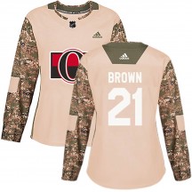 Women's Adidas Ottawa Senators Logan Brown Brown Camo Veterans Day Practice Jersey - Authentic