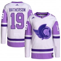 Men's Adidas Ottawa Senators Drake Batherson White/Purple Hockey Fights Cancer Primegreen Jersey - Authentic