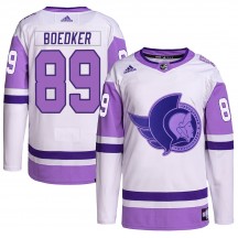 Men's Adidas Ottawa Senators Mikkel Boedker White/Purple Hockey Fights Cancer Primegreen Jersey - Authentic