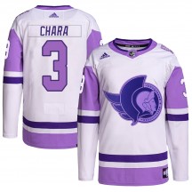 Men's Adidas Ottawa Senators Zdeno Chara White/Purple Hockey Fights Cancer Primegreen Jersey - Authentic