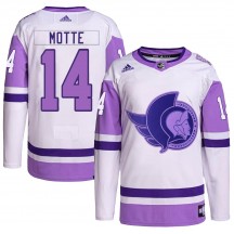 Men's Adidas Ottawa Senators Tyler Motte White/Purple Hockey Fights Cancer Primegreen Jersey - Authentic