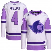 Men's Adidas Ottawa Senators Chris Phillips White/Purple Hockey Fights Cancer Primegreen Jersey - Authentic