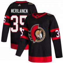 Men's Adidas Ottawa Senators Leevi Merilainen Black 2020/21 Home Jersey - Authentic