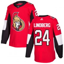 Men's Adidas Ottawa Senators Oscar Lindberg Red Home Jersey - Authentic