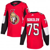 Men's Adidas Ottawa Senators Egor Sokolov Red Home Jersey - Authentic