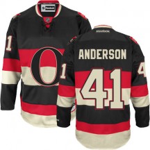 Men's Reebok Ottawa Senators Craig Anderson Black New Third Jersey - Authentic