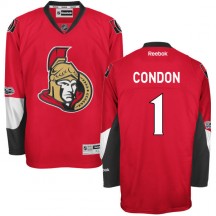 Men's Reebok Ottawa Senators Mike Condon Red Home Centennial Patch Jersey - Authentic