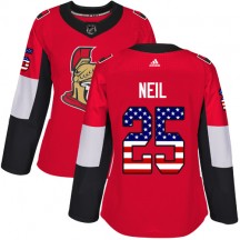 Women's Adidas Ottawa Senators Chris Neil Red USA Flag Fashion Jersey - Authentic