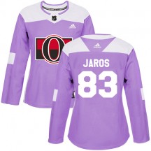 Women's Adidas Ottawa Senators Christian Jaros Purple Fights Cancer Practice Jersey - Authentic