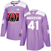 Youth Adidas Ottawa Senators Craig Anderson Purple Fights Cancer Practice Jersey - Authentic