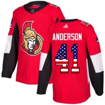 Men's Adidas Ottawa Senators Craig Anderson Red USA Flag Fashion Jersey - Authentic