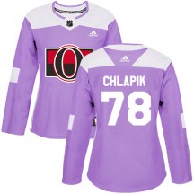 Women's Adidas Ottawa Senators Filip Chlapik Purple Fights Cancer Practice Jersey - Authentic