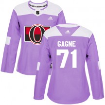 Women's Adidas Ottawa Senators Gabriel Gagne Purple Fights Cancer Practice Jersey - Authentic