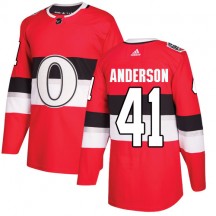 Men's Adidas Ottawa Senators Craig Anderson Red 2017 100 Classic Jersey - Authentic