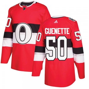 Men's Adidas Ottawa Senators Maxence Guenette Red 2017 100 Classic Jersey - Authentic
