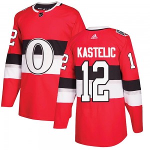 Men's Adidas Ottawa Senators Mark Kastelic Red 2017 100 Classic Jersey - Authentic