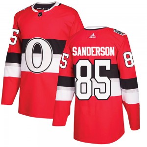 Men's Adidas Ottawa Senators Jake Sanderson Red 2017 100 Classic Jersey - Authentic
