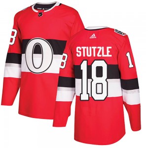 Men's Adidas Ottawa Senators Tim Stutzle Red 2017 100 Classic Jersey - Authentic
