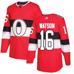 Men's Adidas Ottawa Senators Austin Watson Red 2017 100 Classic Jersey - Authentic