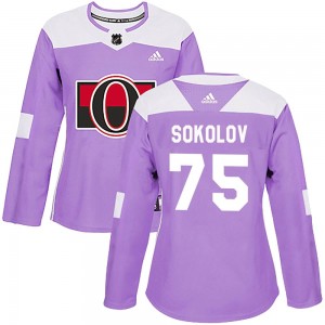 Women's Adidas Ottawa Senators Egor Sokolov Purple Fights Cancer Practice Jersey - Authentic
