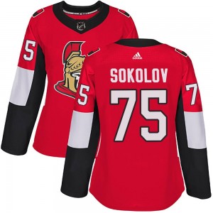 Women's Adidas Ottawa Senators Egor Sokolov Red Home Jersey - Authentic