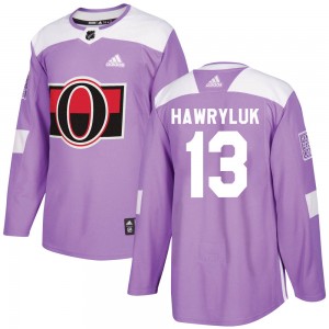 Youth Adidas Ottawa Senators Jayce Hawryluk Purple Fights Cancer Practice Jersey - Authentic