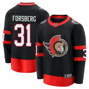 Men's Fanatics Branded Ottawa Senators Anton Forsberg Black Breakaway 2020/21 Home Jersey - Premier