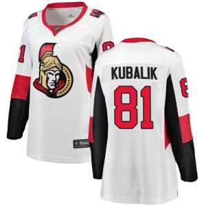 Women's Fanatics Branded Ottawa Senators Dominik Kubalik White Away Jersey - Breakaway