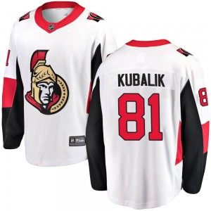 Youth Fanatics Branded Ottawa Senators Dominik Kubalik White Away Jersey - Breakaway