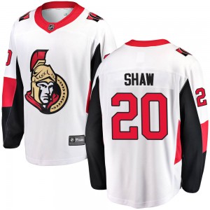 Youth Fanatics Branded Ottawa Senators Logan Shaw White Away Jersey - Breakaway