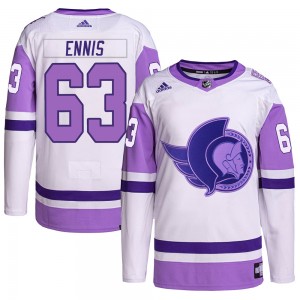 Men's Adidas Ottawa Senators Tyler Ennis White/Purple Hockey Fights Cancer Primegreen Jersey - Authentic