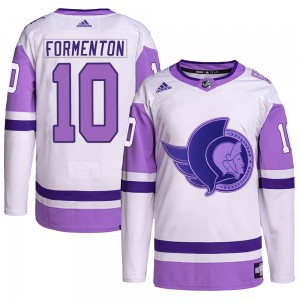 Men's Adidas Ottawa Senators Alex Formenton White/Purple Hockey Fights Cancer Primegreen Jersey - Authentic