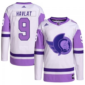 Men's Adidas Ottawa Senators Martin Havlat White/Purple Hockey Fights Cancer Primegreen Jersey - Authentic