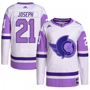 Men's Adidas Ottawa Senators Mathieu Joseph White/Purple Hockey Fights Cancer Primegreen Jersey - Authentic