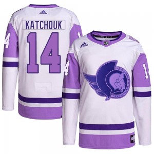 Men's Adidas Ottawa Senators Boris Katchouk White/Purple Hockey Fights Cancer Primegreen Jersey - Authentic