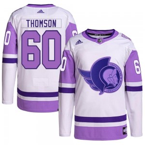 Men's Adidas Ottawa Senators Lassi Thomson White/Purple Hockey Fights Cancer Primegreen Jersey - Authentic